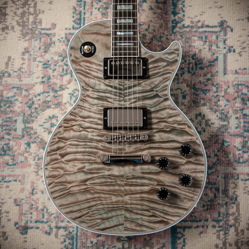 Gibson Les Paul Custom 7A Quilted Maple Top Ocean Blue TV White Back #CS600203