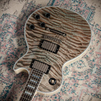 Gibson Les Paul Custom 7A Quilted Maple Top Ocean Blue TV White Back #CS600203