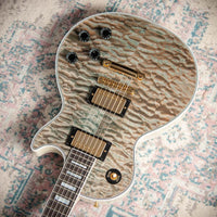 Gibson M2M Les Paul Custom 7A Quilt Ocean Blue, TV White Back, Custom Buckers #CS501094 Used