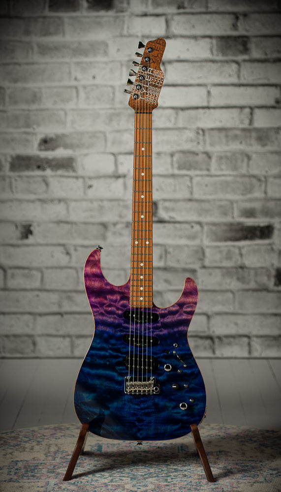 James Tyler Studio Elite  Quilt Top Blue Purple Fade Roasted Neck #24246