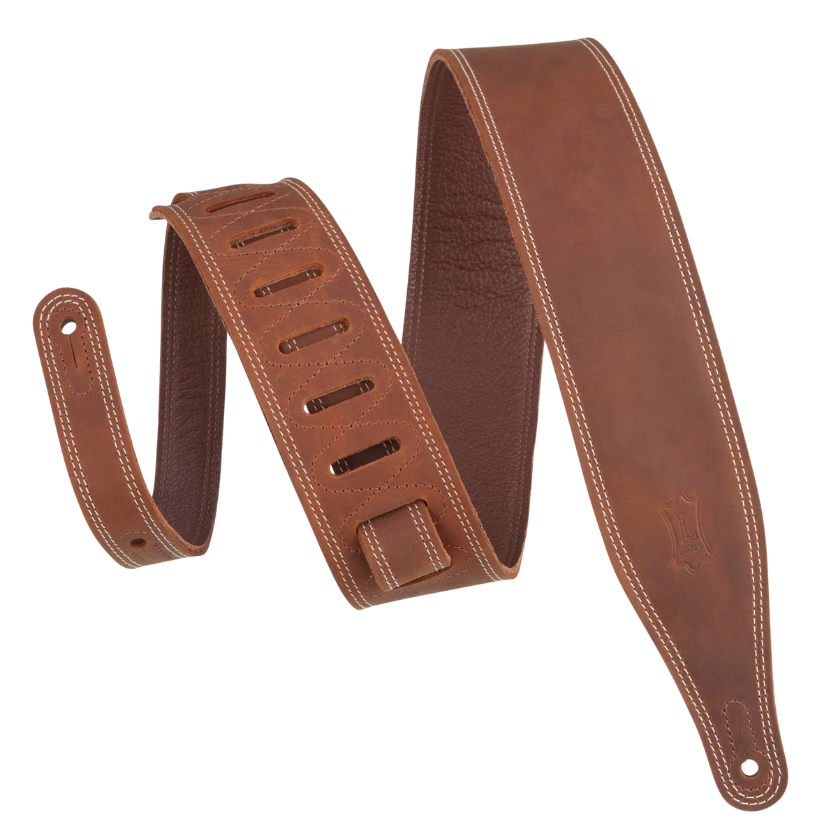 Levy's M17BDS-BRN 2 1/2"" Pull-up Leather Guitar Strap With Soft