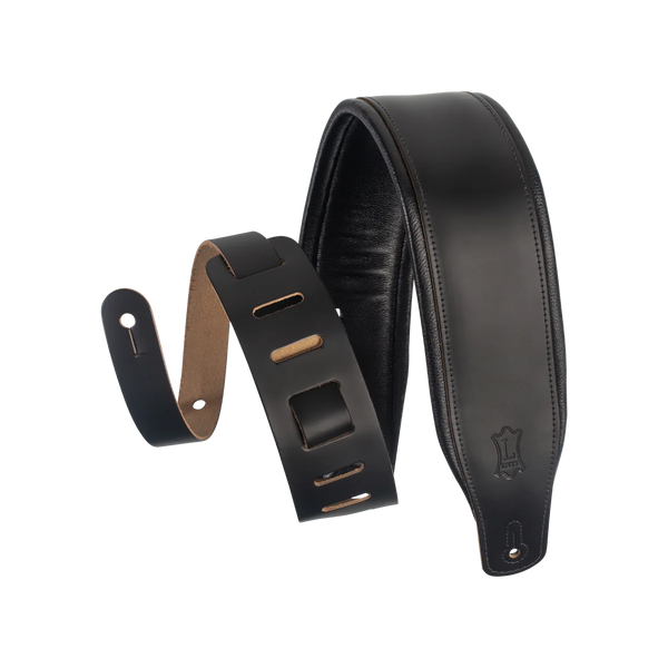 Levy's 3" Amped Top Grain Leather Padded Strap M26PD-BLK