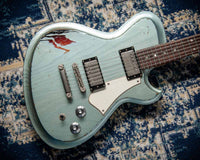 Novo Solus H2 Ice Blue Metallic over 3-Tone Sunburst 3-Ply Parchment Pickguard Medium Distress SN 24606