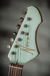 Novo Solus H2 Ice Blue Metallic over 3-Tone Sunburst 3-Ply Parchment Pickguard Medium Distress SN 24606