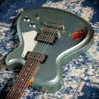 Novo Solus H2 Ice Blue Metallic over 3-Tone Sunburst 3-Ply Parchment Pickguard Medium Distress SN 24606
