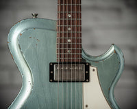 Novo Solus H2 Ice Blue Metallic over 3-Tone Sunburst 3-Ply Parchment Pickguard Medium Distress SN 24606