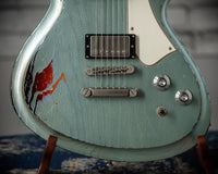 Novo Solus H2 Ice Blue Metallic over 3-Tone Sunburst 3-Ply Parchment Pickguard Medium Distress SN 24606