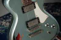 Novo Solus H2 Ice Blue Metallic over 3-Tone Sunburst 3-Ply Parchment Pickguard Medium Distress SN 24606