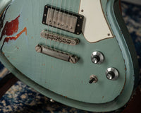 Novo Solus H2 Ice Blue Metallic over 3-Tone Sunburst 3-Ply Parchment Pickguard Medium Distress SN 24606