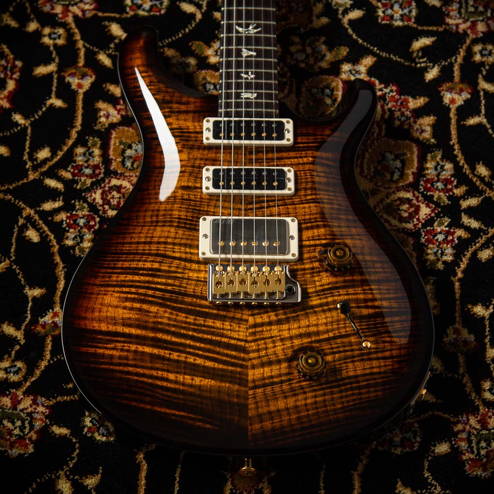 PRS Studio 22 Flame Maple 10-Top, Pattern Neck, Black Gold Wraparound Burst #0386018