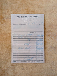 Gibson 1969 Les Paul Custom Ebony 821540 - 1971 Concert One Stop bill of sale