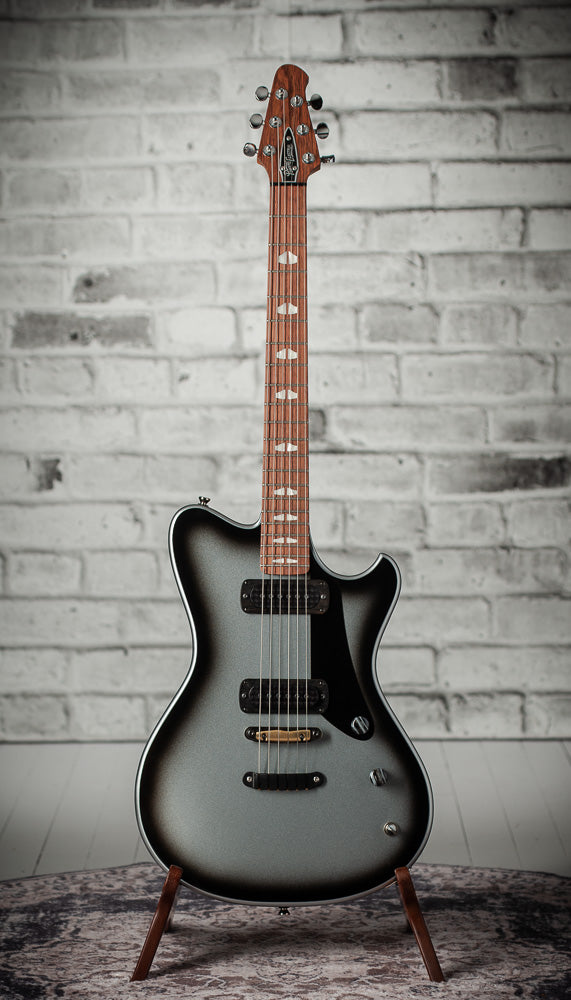 Powers Electric A-Type Silverburst, FF42 Black, Black, Brass, Dark Knobs, HardTail #B289