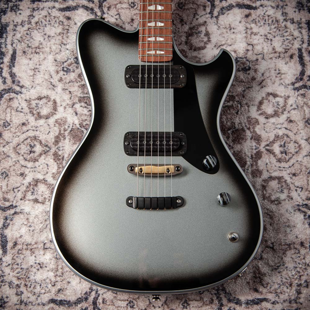 Powers Electric A-Type Silverburst, FF42 Black, Black, Brass, Dark Knobs, HardTail #B289