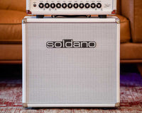 Matching Soldano 1x12 cabinet in white tolex with white grille cloth