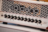 Soldano Astro-20 control panel detail: Gain 1, Gain 2, Vol 1, Vol 2, Master, Presence and Galaxy switch
