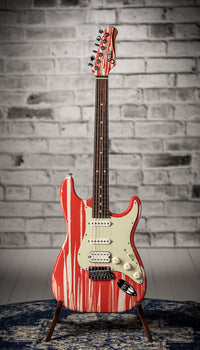 Suhr Custom Classic S Fiesta Red/Olympic White Drip SN# 72527