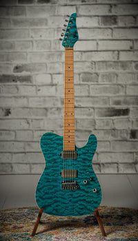 Suhr Custom Modern T Quilt Top Roasted Body Ocean Blue SN#73987 USED