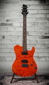 Suhr Oso, Short Scale, Alder, Figured Maple, Orange, Roasted Maple, Indian Rosewood, Suhr 2-Post #90034 Used