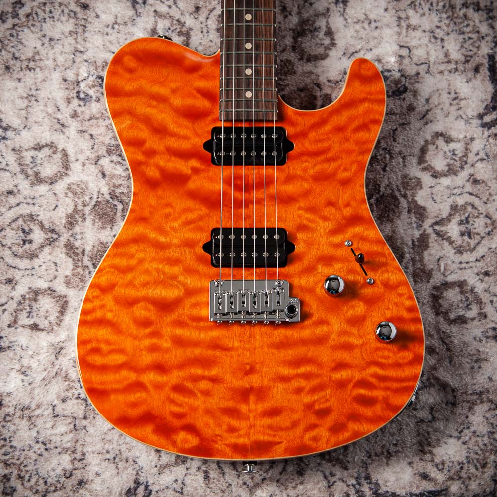 Suhr Oso, Short Scale, Alder, Figured Maple, Orange, Roasted Maple, Indian Rosewood, Suhr 2-Post #90034 Used
