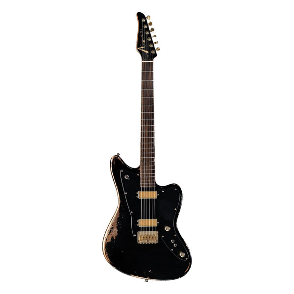 Tom Anderson Raven Superbird, Black over Firemist Gold In-Distress
