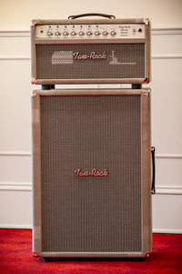 Two Rock Classic Reverb 100 Watt Head and Matching 2x12 Cab,Silver Chassic,Grey Suede, Vintage Silver Cloth, Silver Piping SN: 1462 /22054
