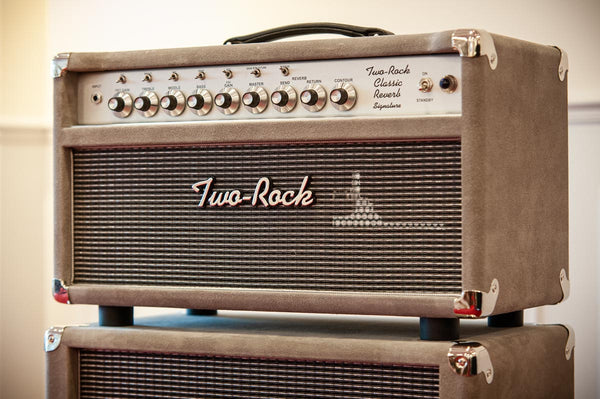 Two Rock Classic Reverb 100 Watt Head and Matching 2x12 Cab,Silver Chassic,Grey Suede, Vintage Silver Cloth, Silver Piping SN: 1462 /22054