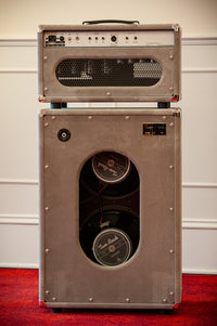 Two Rock Classic Reverb 100 Watt Head and Matching 2x12 Cab,Silver Chassic,Grey Suede, Vintage Silver Cloth, Silver Piping SN: 1462 /22054