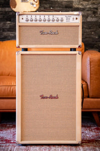 Two-Rock Classic Reverb Signature 100 watt head, silver anodize, camel suede, cane cloth, beige piping w/ Matching 2x12 Cab #1557/22420