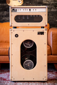 Two-Rock Classic Reverb Signature 100 watt head, silver anodize, camel suede, cane cloth, beige piping w/ Matching 2x12 Cab #1557/22420