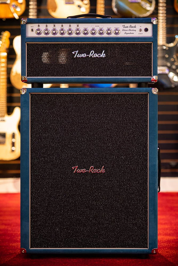 Two Rock Silver Sterling Signature 100W Head Medium Blue Suede with 2x12 Matching Cab # 1281/21569