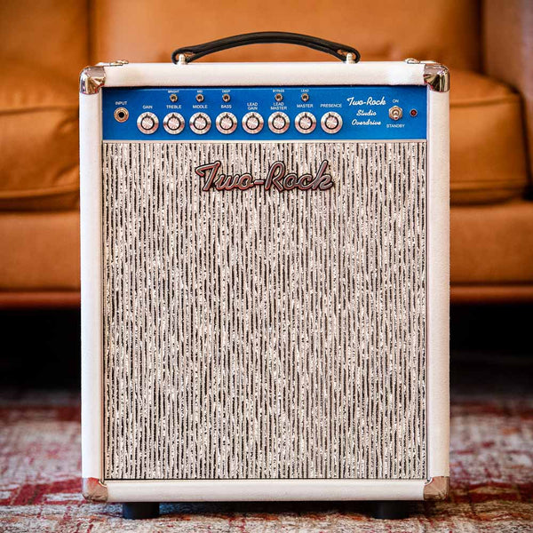 Two-Rock Studio Overdrive Combo blue chassis, white suede, EC Collins black and white pinstripe cloth, metal trim #196