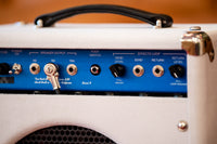 Two-Rock Studio Overdrive Combo blue chassis, white suede, EC Collins black and white pinstripe cloth, metal trim #196