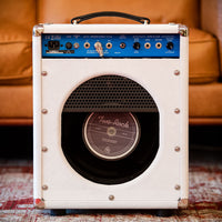 Two-Rock Studio Overdrive Combo blue chassis, white suede, EC Collins black and white pinstripe cloth, metal trim #196