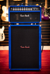 Two Rock TS1 100 Watt Head and Matching 2x12 Cab, Black Anodize, Royal Blue Suede, Black Matrix Cloth, Buckskin Piping SN: 279 /21509