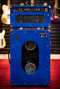 Two Rock TS1 100 Watt Head and Matching 2x12 Cab, Black Anodize, Royal Blue Suede, Black Matrix Cloth, Buckskin Piping SN: 279 /21509