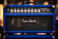 Two Rock TS1 100 Watt Head and Matching 2x12 Cab, Black Anodize, Royal Blue Suede, Black Matrix Cloth, Buckskin Piping SN: 279 /21509