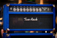 Two Rock TS1 100 Watt Head and Matching 2x12 Cab, Black Anodize, Royal Blue Suede, Black Matrix Cloth, Buckskin Piping SN: 279 /21509