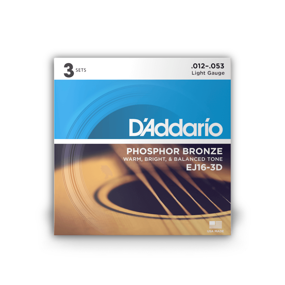 D'ADDARIO EJ16-3D 3-PACK ACOUS GTR PHOS BRZ LITE