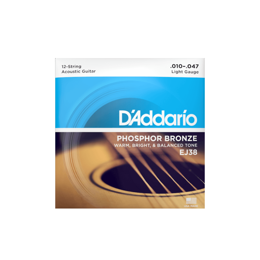 D'Addario EJ38 12 String Acoustic Phosphor Bronze Lights