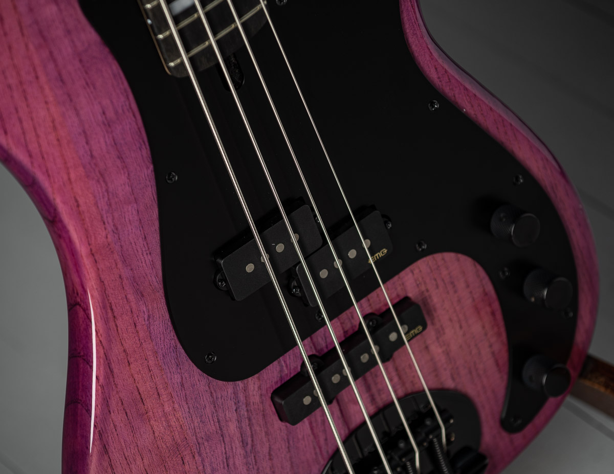 Lakland 4-String Bass in Trans Purple w/ EMG GZR P/J Pickups SN 
