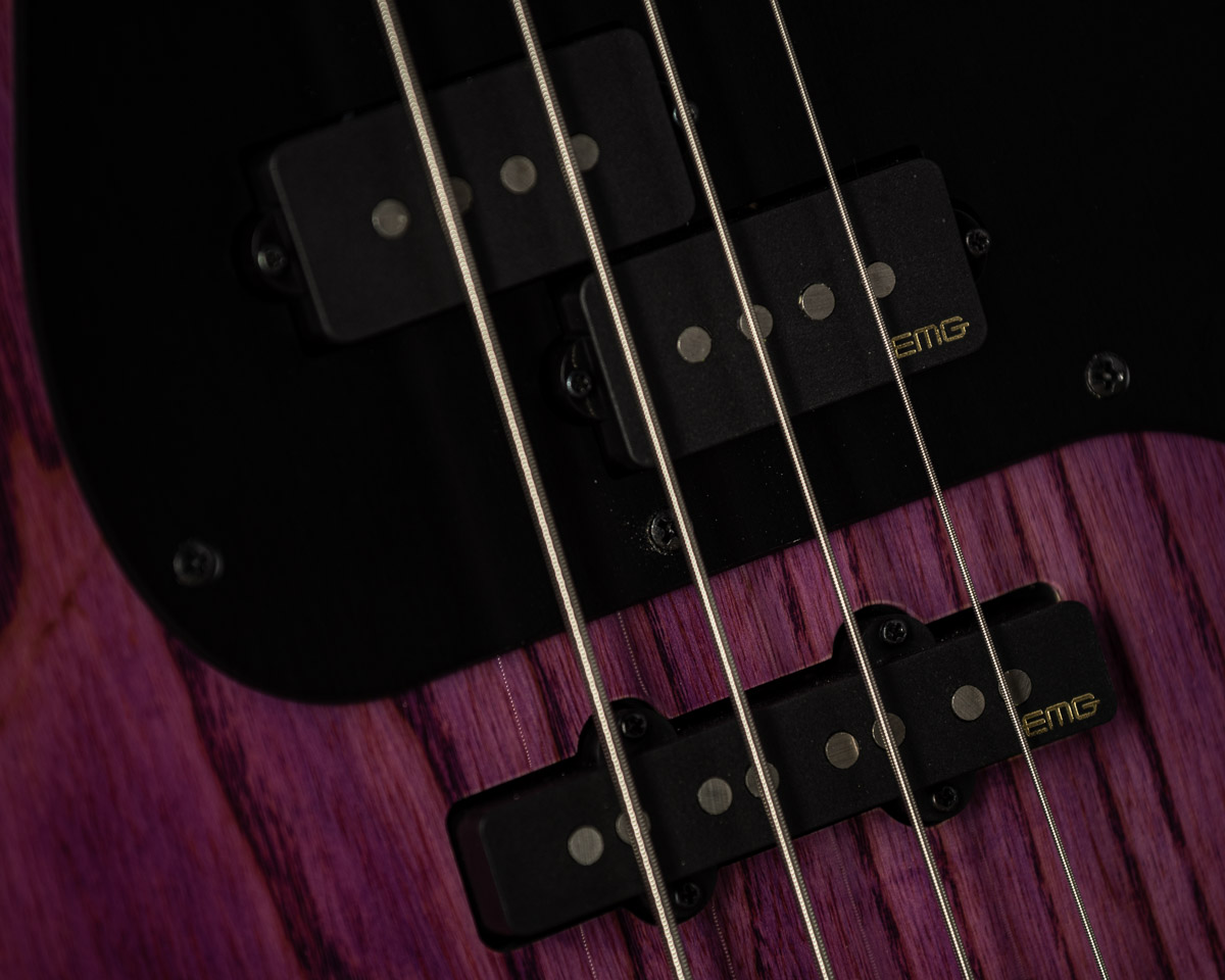 Lakland 4-String Bass in Trans Purple w/ EMG GZR P/J Pickups SN 